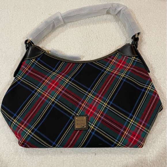 🆕 Dooney & Bourke Large Erica Hobo Shoulder Bag (Black)Tartan Plaid - Picture 3 of 7